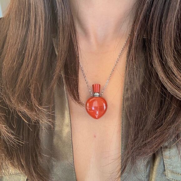 Red jasper Heart shape perfume bottle necklace love promise necklace - Picture 3 of 9